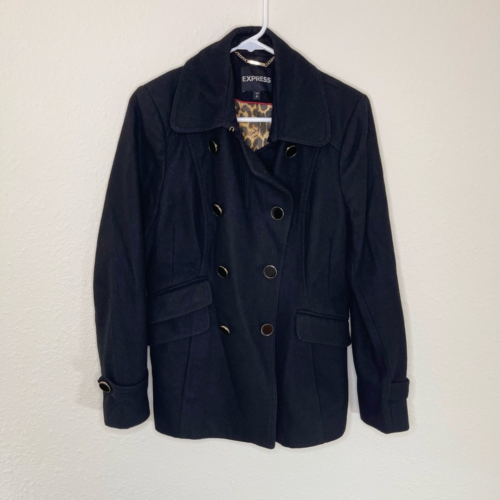Express Womens Wool Pea Coat. Color Black. Size Small. VGC